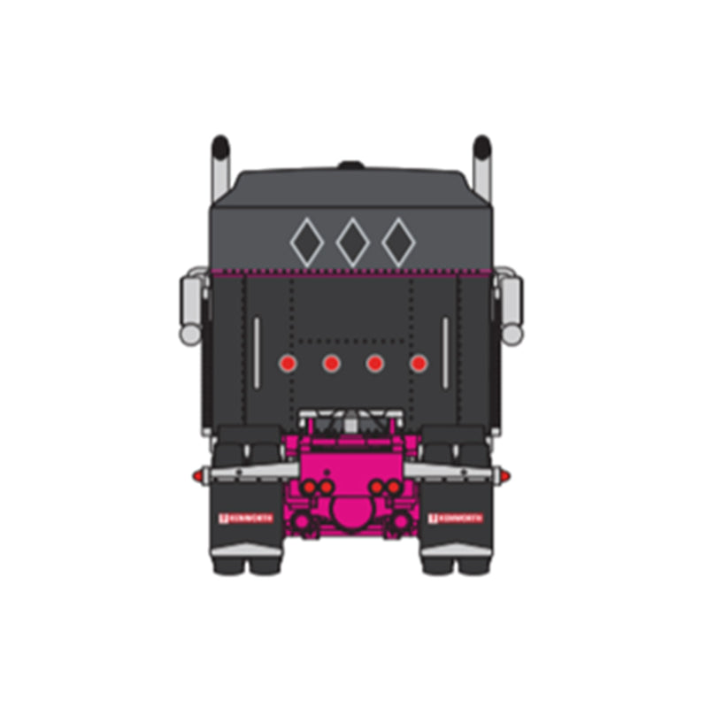 1/64 Gun Metal Gray & Pink Kenworth W900A Sleeper with Rogers Lowboy, DCP by First Gear