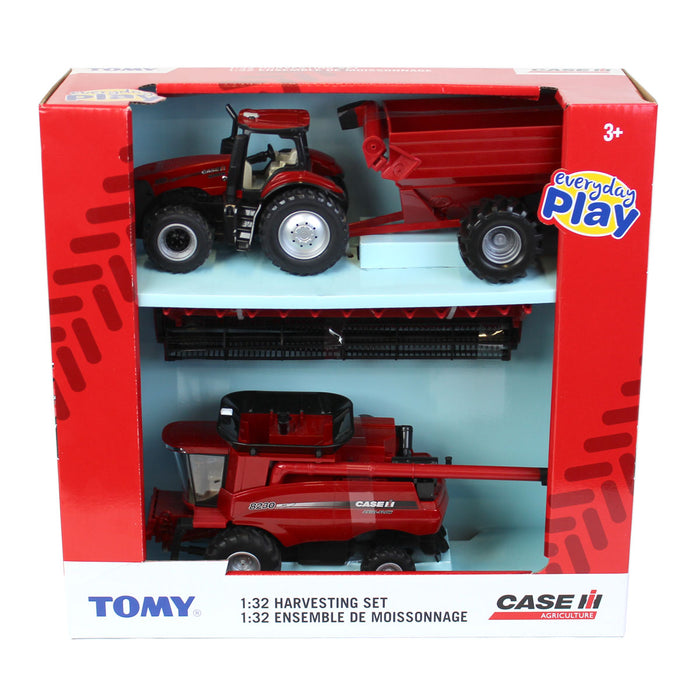 (B&D) 1/32 Case IH Harvesting Set with AFS Connect Magnum 380, Grain Cart & 8230 Combine w/ 2 Heads - Damaged Box