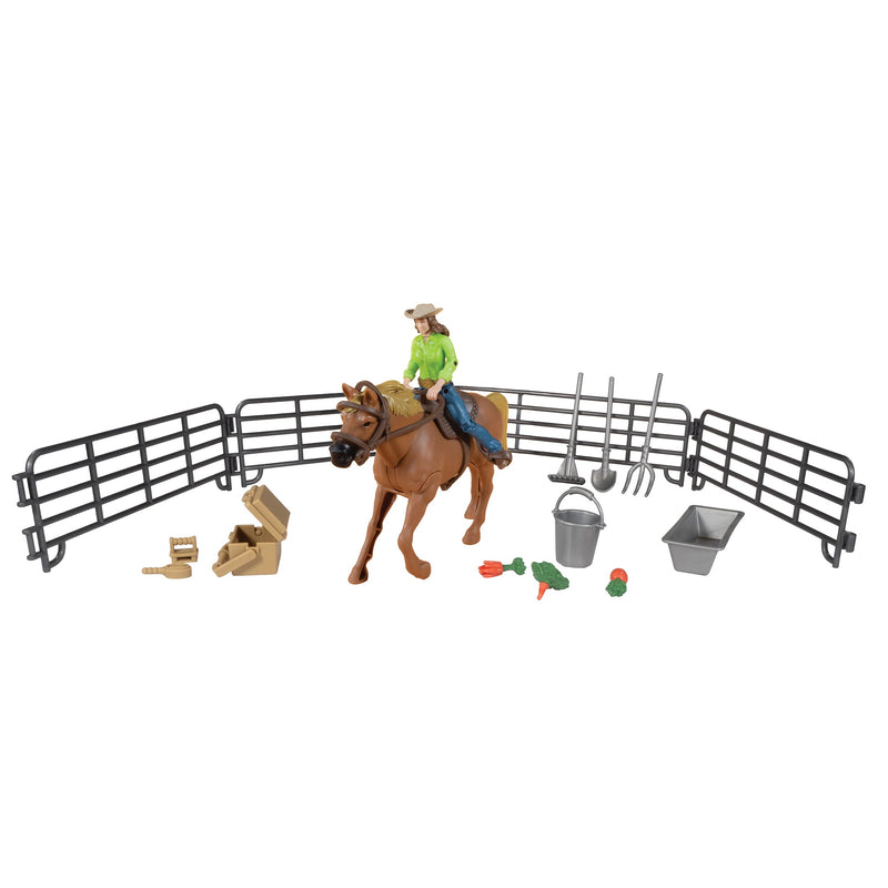 1/20 19-Piece Horse with Cowgirl Playset by Big Country Adventure Toys