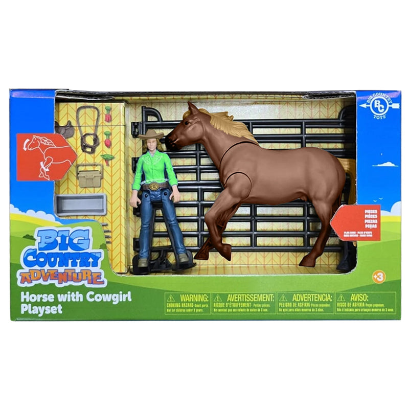 1/20 19-Piece Horse with Cowgirl Playset by Big Country Adventure Toys