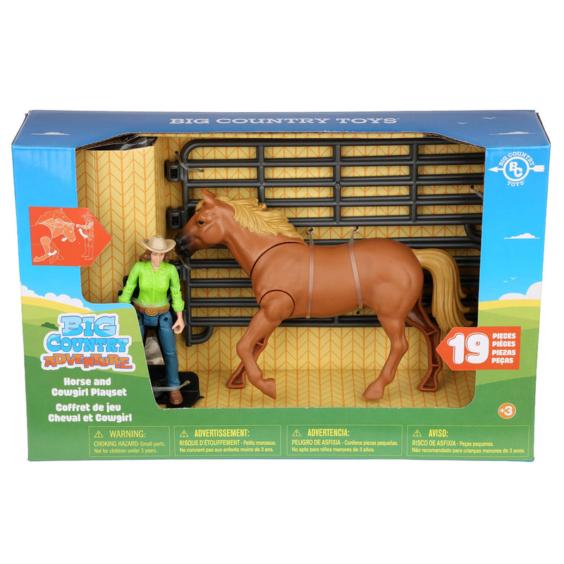 1/20 19-Piece Horse with Cowgirl Playset by Big Country Adventure Toys