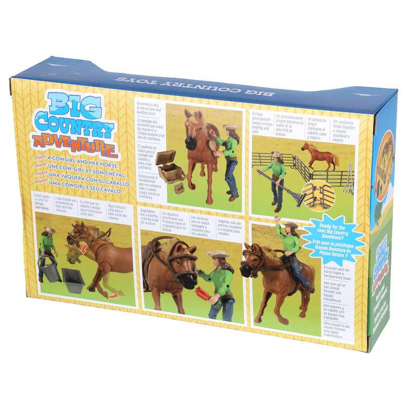 1/20 19-Piece Horse with Cowgirl Playset by Big Country Adventure Toys