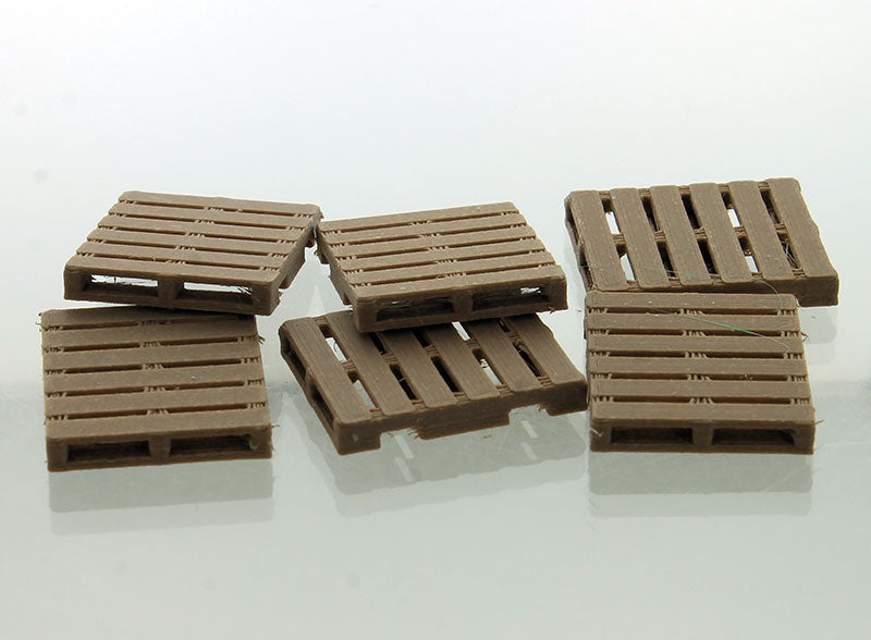 1/50 Set of 6 Brown Plastic Freight Pallets, 3D Printed in the USA
