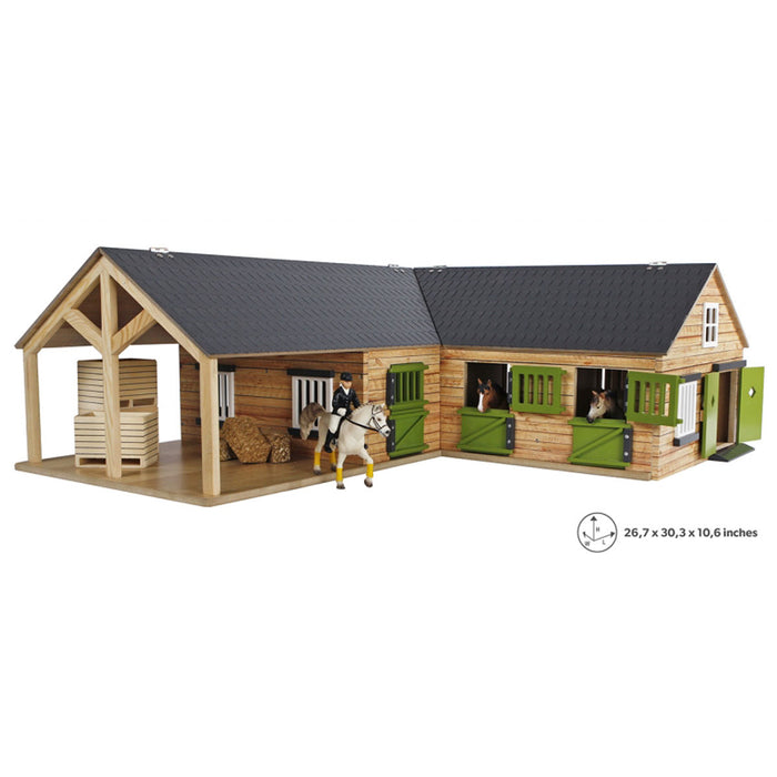 1/24 Kids Globe Wooden Horse Stable with 4 Boxes, Storage and Wash Box