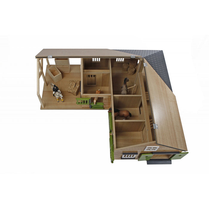 1/24 Kids Globe Wooden Horse Stable with 4 Boxes, Storage and Wash Box