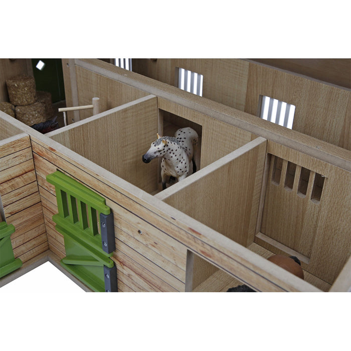 1/24 Kids Globe Wooden Horse Stable with 4 Boxes, Storage and Wash Box