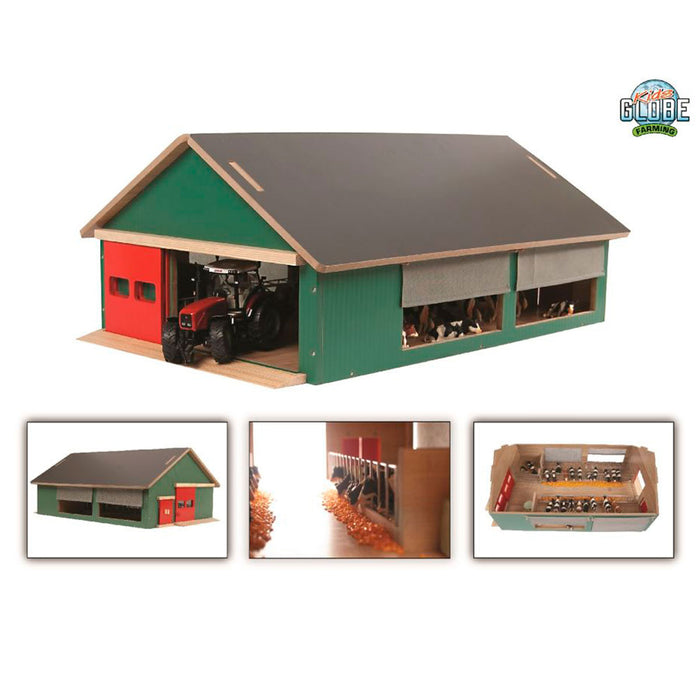 1/32 Green Wooden Stable with Windbreak Netting by Kids Globe