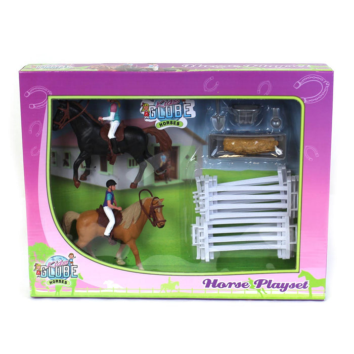 1/24 Set of 2 Horses with Riders and Accessories by Kids Globe