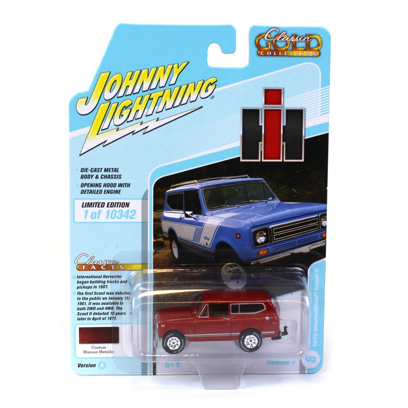 1/64 1979 International Scout II Truck by Johnny Lightning, Deep Red Metallic
