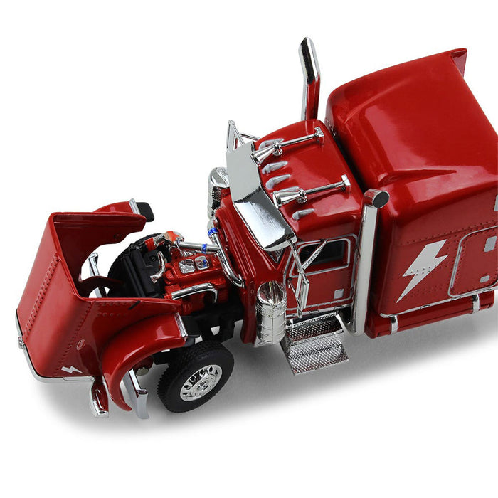 1/64 Red Peterbilt Model 389 Sleeper w/ Kentucky Moving Trailer, AC/DC PWR/UP, DCP by First Gear