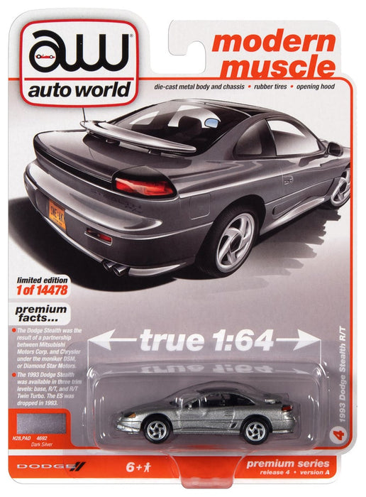 1/64 1993 Dodge Stealth RT, Dark Silver, Auto World 2021 Release 4A