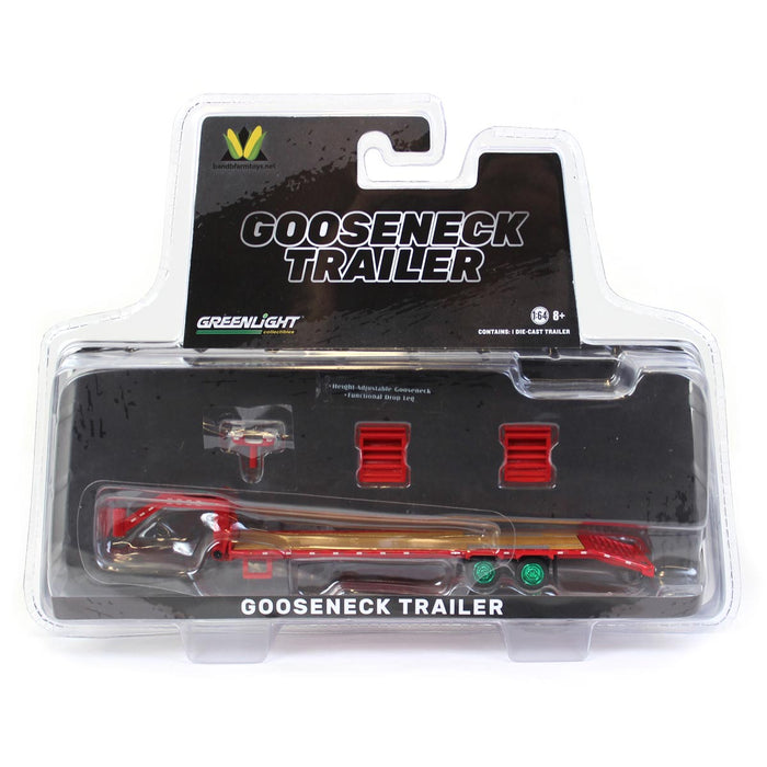 Green Chase ~ 1/64 Red Gooseneck Trailer, Greenlight Exclusive