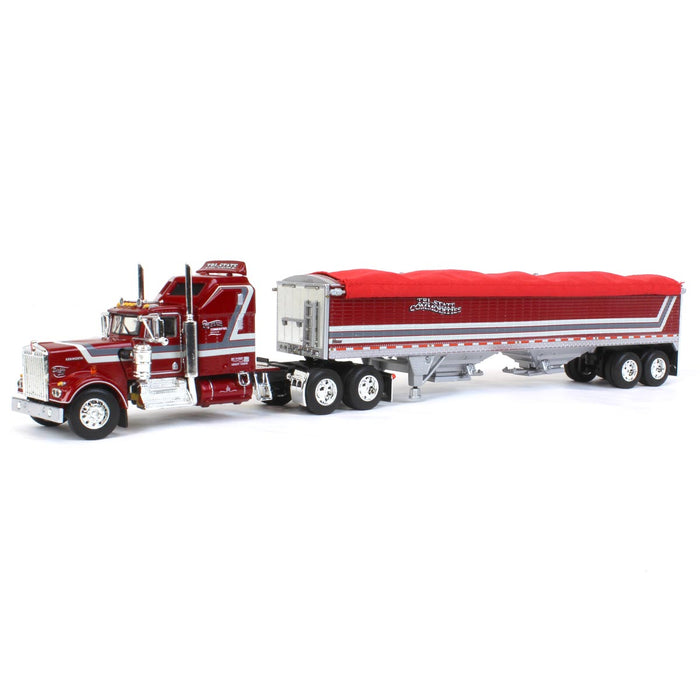 1/64 Red Kenworth W-900A with Grain Trailer, Tri-State Commodities, DCP by First Gear