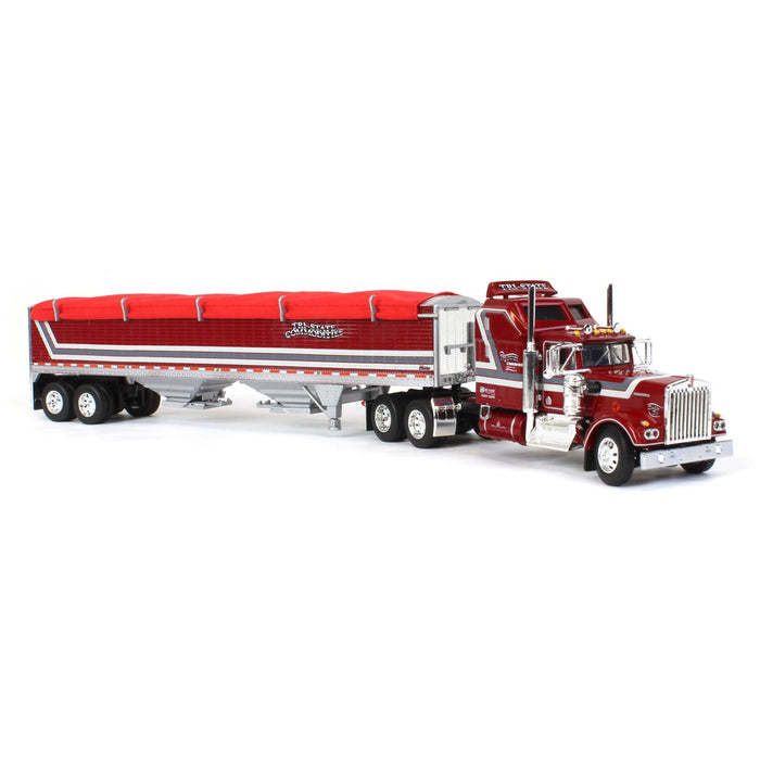 1/64 Red Kenworth W-900A with Grain Trailer, Tri-State Commodities, DCP by First Gear