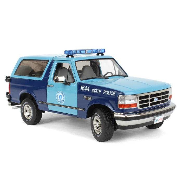 1/18 1996 Ford Bronco XLT Massachusetts State Police, Greenlight Artisan collection