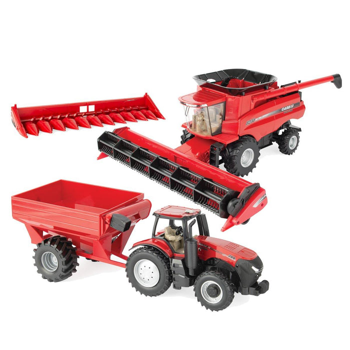 (B&D) 1/32 Case IH Harvesting Set with AFS Connect Magnum 380, Grain Cart & 8230 Combine w/ 2 Heads - Damaged Box