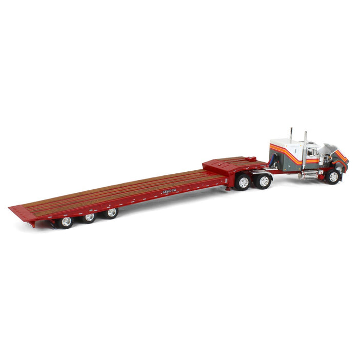 1/64 White, Gray & Red Mack Super-Liner w/ Talbert 5553TA Traveling-Axle Trailer, DCP by First Gear