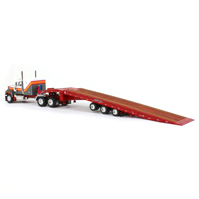 1/64 White, Gray & Red Mack Super-Liner w/ Talbert 5553TA Traveling-Axle Trailer, DCP by First Gear