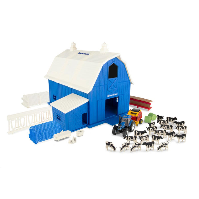 (B&D) 1/64 Special Edition New Holland Dairy Barn Set with T6.164 Tractor and Roll-Belt 560 Baler - Damaged Item