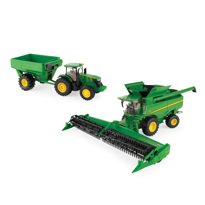 1/32 John Deere Harvesting Set with S780 Combine, 7240R Tractor & Grain Cart