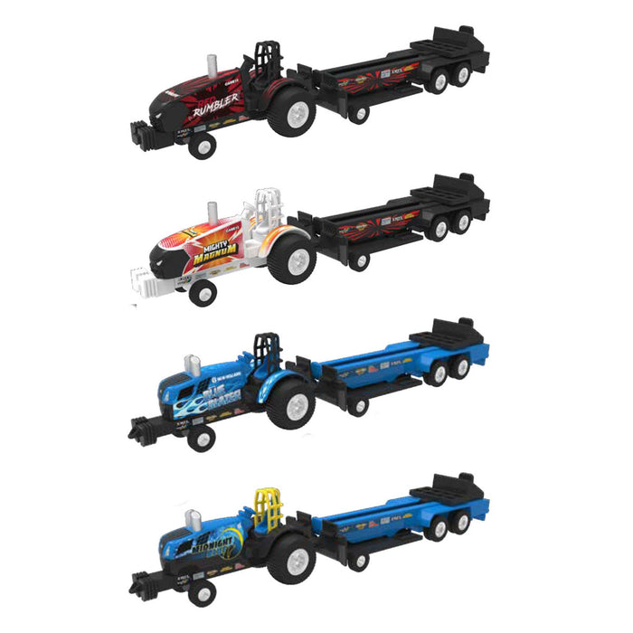 Set of 4 ~ 1/64 Case IH & New Holland Pulling Tractors with Pulling Sleds