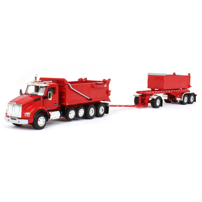 1/64 Viper Red Kenworth T880 Rogue Dump w/ Rogue Transfer Dump Trailer, DCP by First Gear