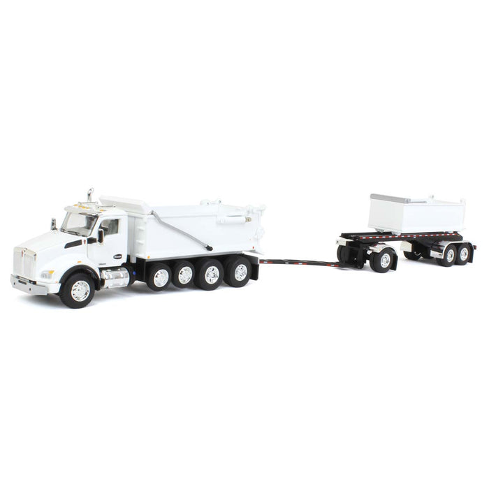 1/64 White Kenworth T880 Rogue Dump w/ Rogue Transfer Dump Trailer, DCP by First Gear