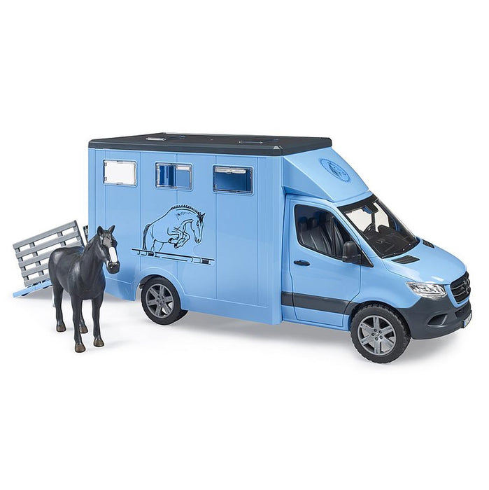 1/16 Mercedes-Benz Sprinter Animal Transporter with 1 Horse by Bruder