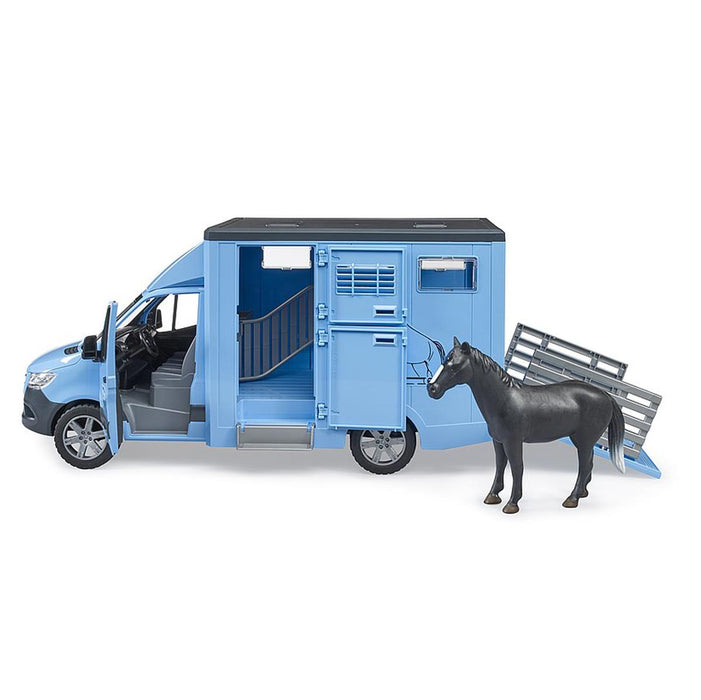 1/16 Mercedes-Benz Sprinter Animal Transporter with 1 Horse by Bruder
