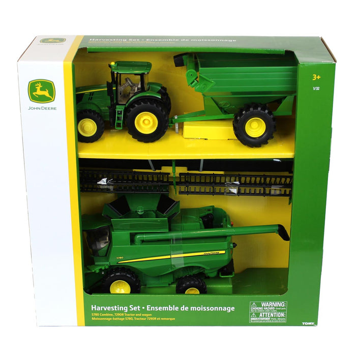 1/32 John Deere Harvesting Set with S780 Combine, 7240R Tractor & Grain Cart