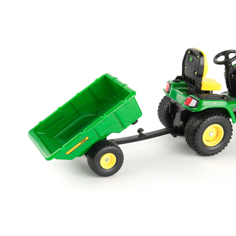 (B&D) 1/16 Big Farm John Deere X758 Lawn Mower with Blade and Cart - Damaged Item