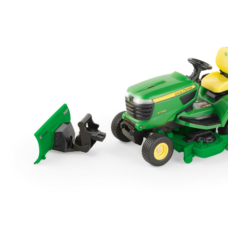(B&D) 1/16 Big Farm John Deere X758 Lawn Mower with Blade and Cart - Damaged Item