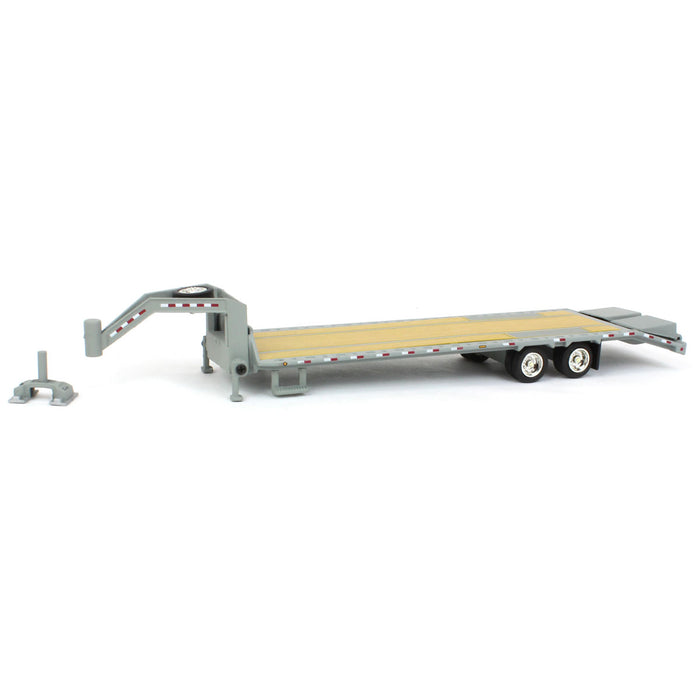 1/64 Primer Gray Gooseneck Trailer with Red & White Conspicuity Stripes