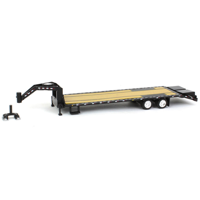 (B&D) 1/64 Black Gooseneck Trailer with Red & White Conspicuity Stripes - Damaged Item