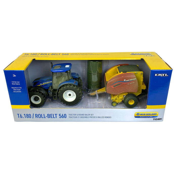 Dusty Chase Unit ~ 1/32 New Holland T6.180 with Roll-Belt 560 Round Baler
