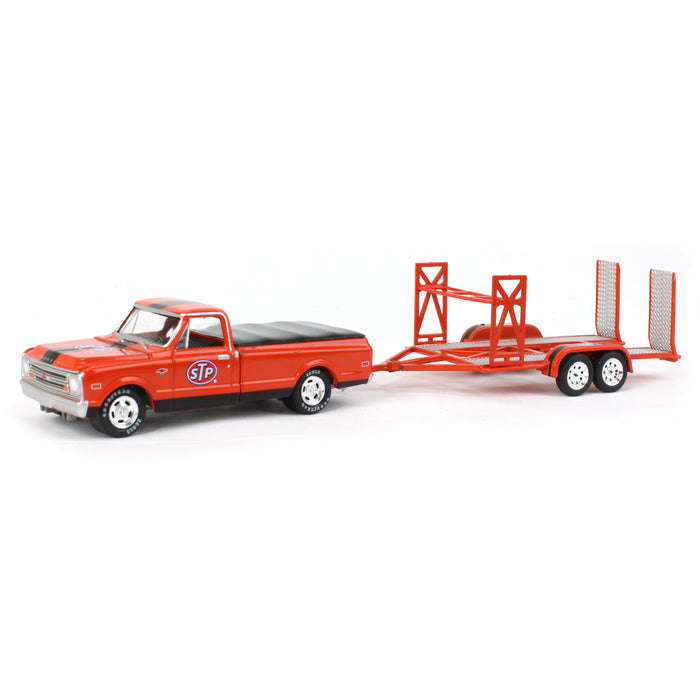 1/64 1968 Chevrolet C-10 STP with Tandem Car Trailer, Hitch & Tow Series 26