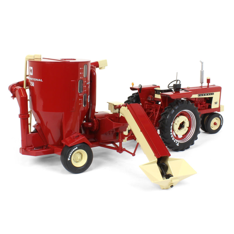 1/16 Firestone Series International Harvester Farmall 504 with IH 1150 Grinder-Mixer Mill Attachment by SpecCast