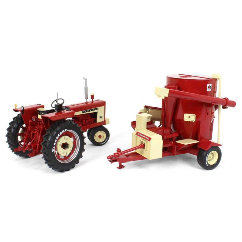 1/16 Firestone Series International Harvester Farmall 504 with IH 1150 Grinder-Mixer Mill Attachment by SpecCast