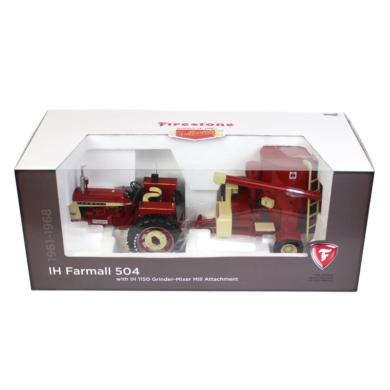 1/16 Firestone Series International Harvester Farmall 504 with IH 1150 Grinder-Mixer Mill Attachment by SpecCast