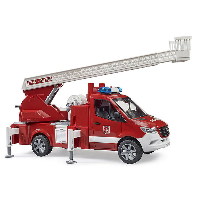 (B&D) 1/16 Mercedes-Benz Sprinter Fire Engine Truck with Ladder, Water Pump, & Lights & Sounds by Bruder - Damaged Box