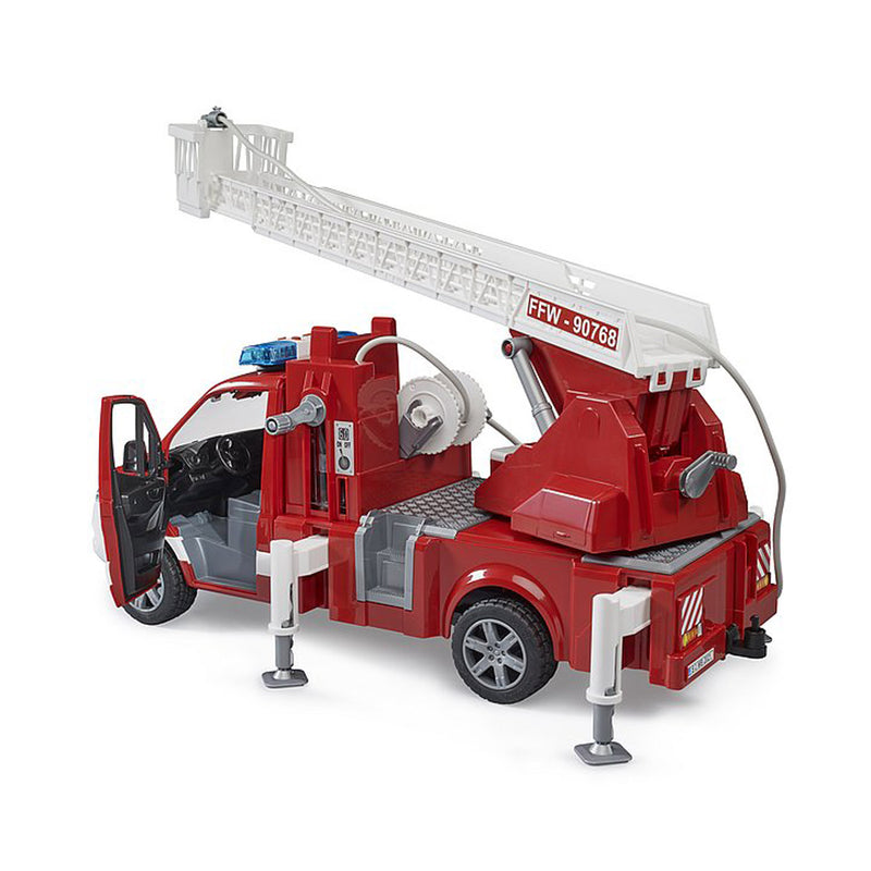 (B&D) 1/16 Mercedes-Benz Sprinter Fire Engine Truck with Ladder, Water Pump, & Lights & Sounds by Bruder - Damaged Box
