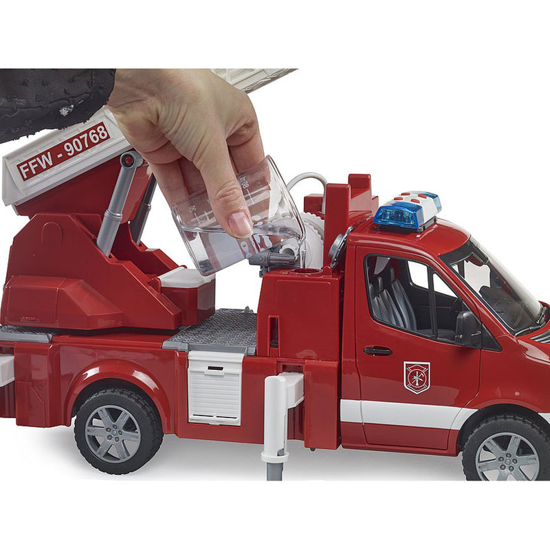 (B&D) 1/16 Mercedes-Benz Sprinter Fire Engine Truck with Ladder, Water Pump, & Lights & Sounds by Bruder - Damaged Box