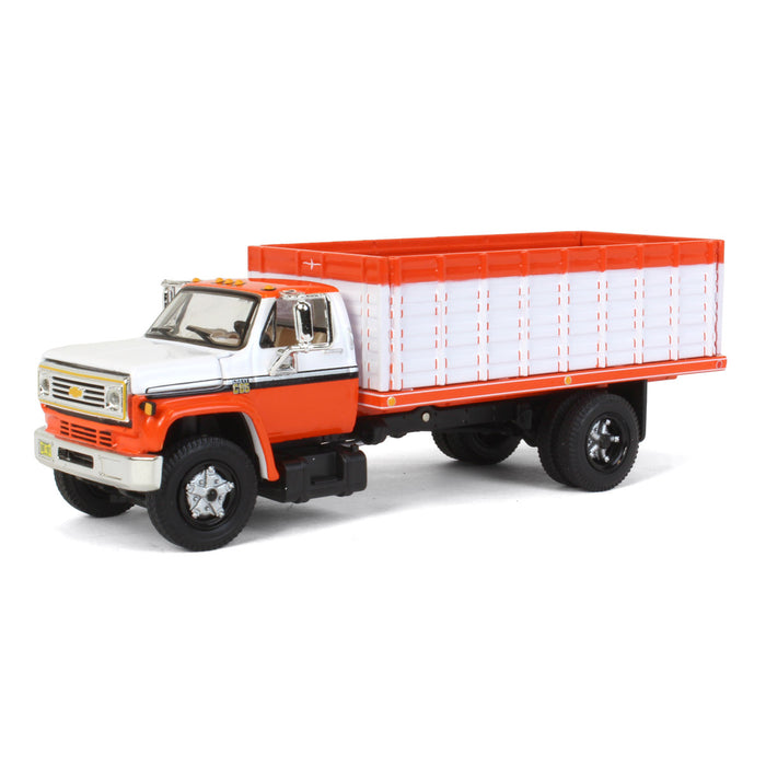 1/64 Orange & White 1970s Chevy C65 Single Axle Grain Truck, DCP by First Gear