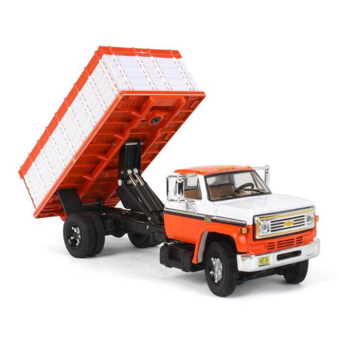 1/64 Orange & White 1970s Chevy C65 Single Axle Grain Truck, DCP by First Gear