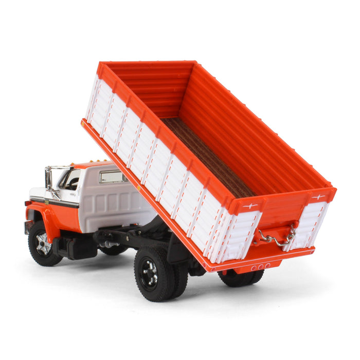 1/64 Orange & White 1970s Chevy C65 Single Axle Grain Truck, DCP by First Gear