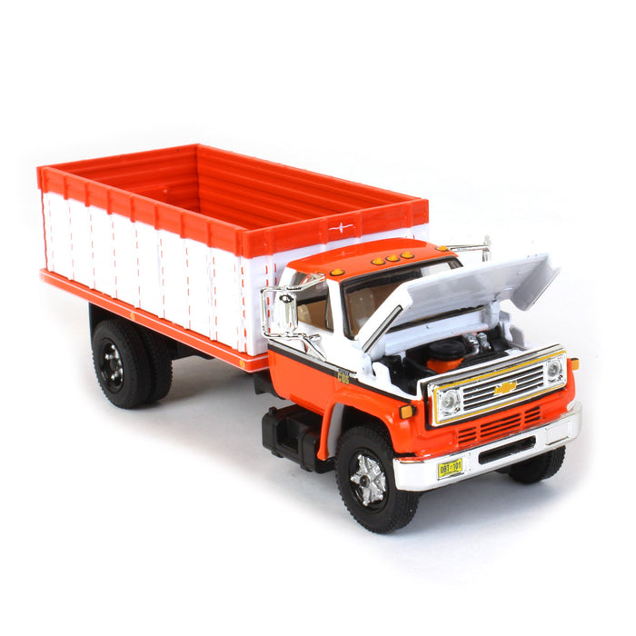 1/64 Orange & White 1970s Chevy C65 Single Axle Grain Truck, DCP by First Gear