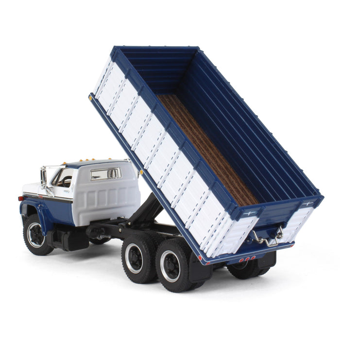 1/64 White & Blue 1970s GMC 6500 Tandem Axle Grain Truck, DCP by First Gear