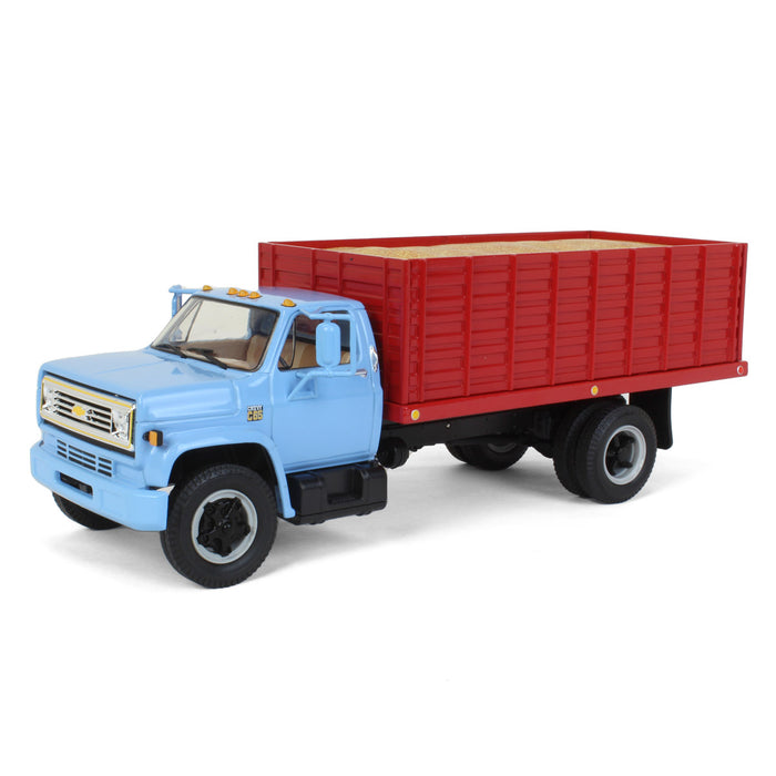 1/34 Baby Blue 1970s Chevrolet C65 Grain Truck w/ Red Dump Body & Corn Load by First Gear