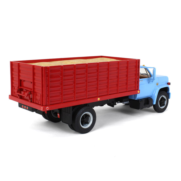 1/34 Baby Blue 1970s Chevrolet C65 Grain Truck w/ Red Dump Body & Corn Load by First Gear