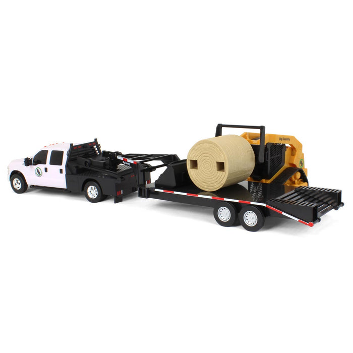 1/20 Ford F-350 Flatbed Dually Truck with Gooseneck Trailer and Skid Steer Loader